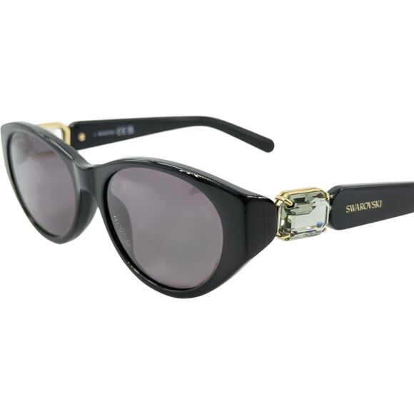 Swarovski SK0350 Womens Plastic Sunglass 01A Shiny Black 55-17 Gray Lens w Case - Picture 2 of 5
